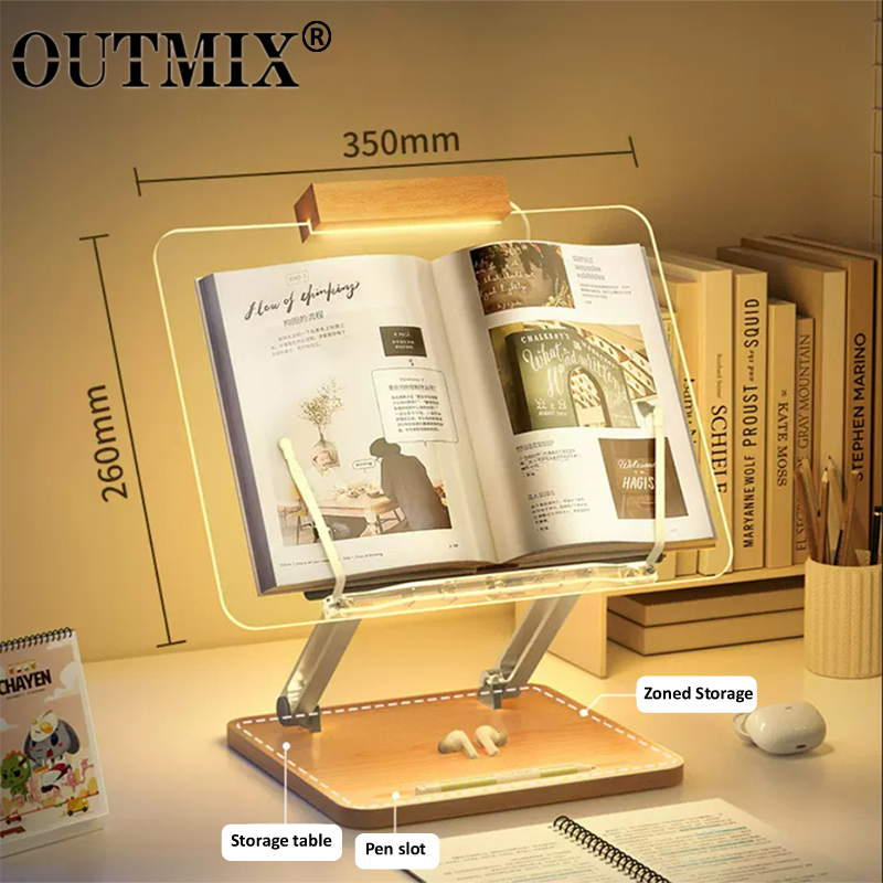 Tablet Accessories For Reading - حامل قراءة خشبي مع إضاءة، حامل
